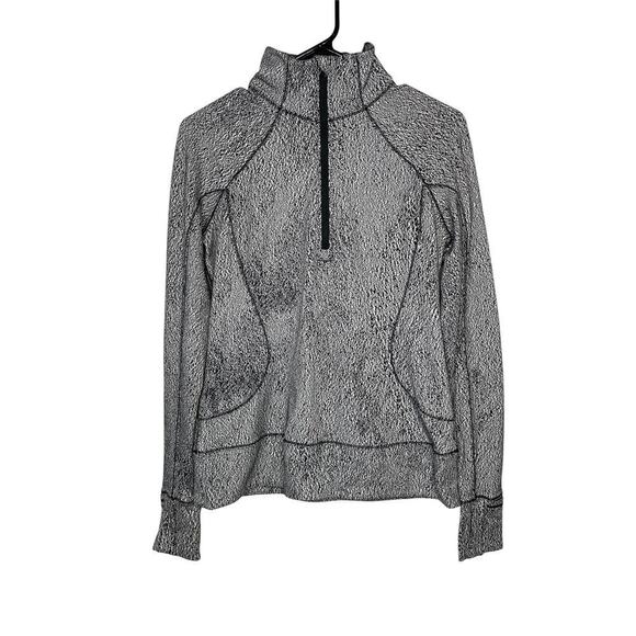 Lululemon Rush Hour 1/2 Zip Luon Spray Jacquard White Black Pullover size 8 Run - Picture 6 of 10